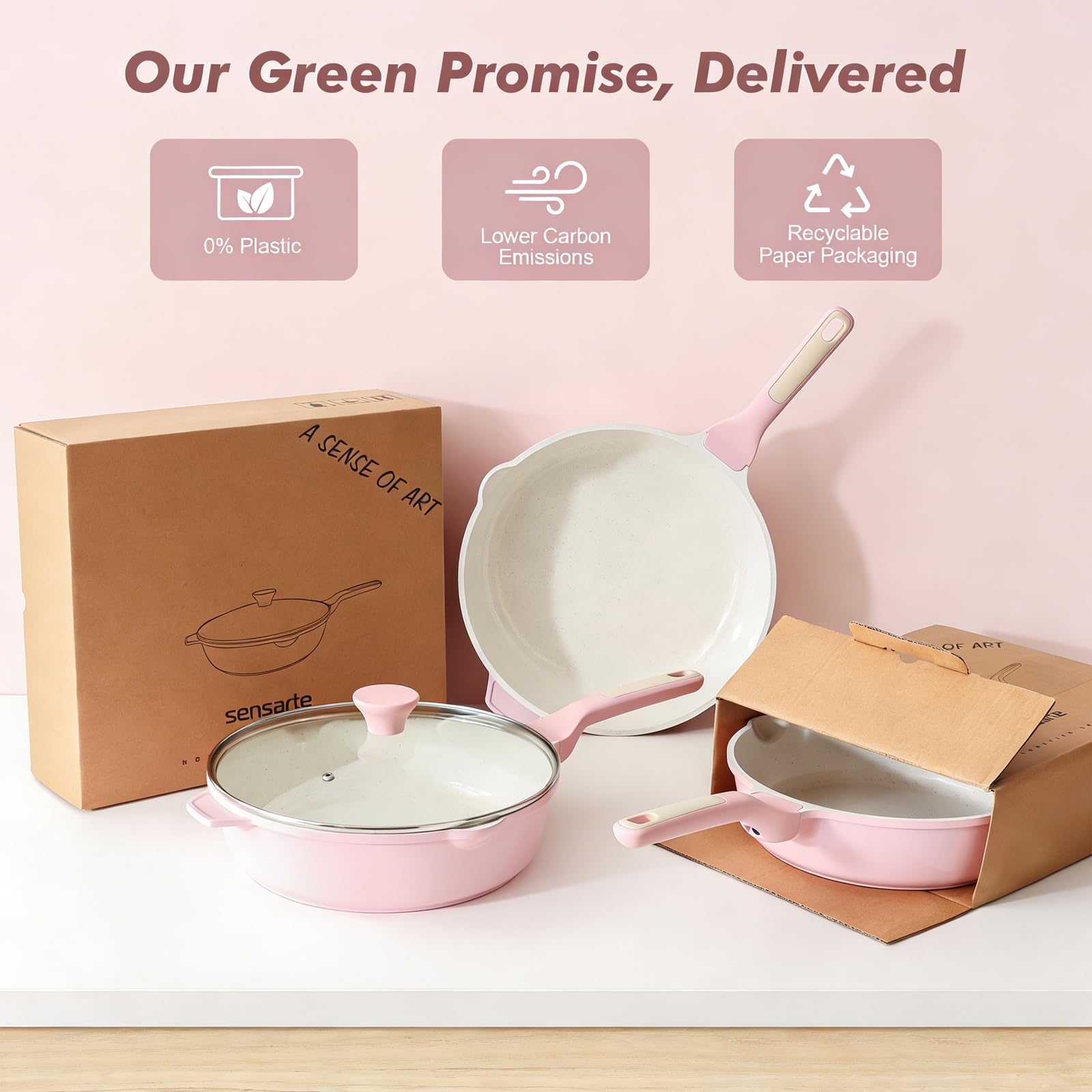 SENSARTE sartén compatible con inducción, funciona en cocinas modernas.