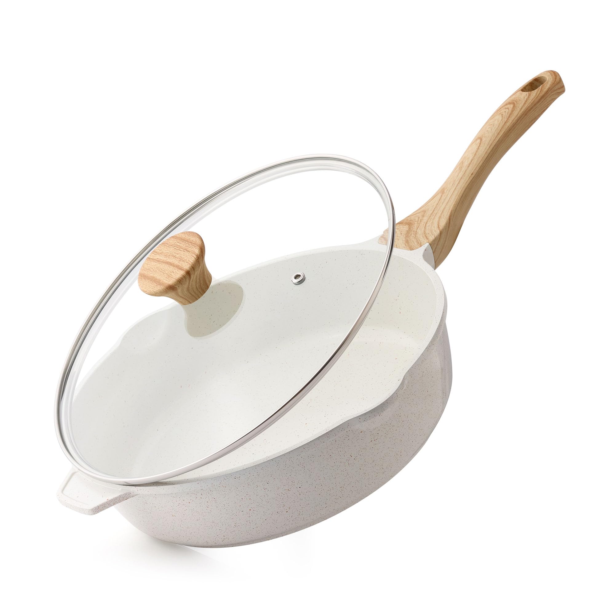 SENSARTE sartén cerámica sin pega con tapa de 3.5qt para cocinar saludable