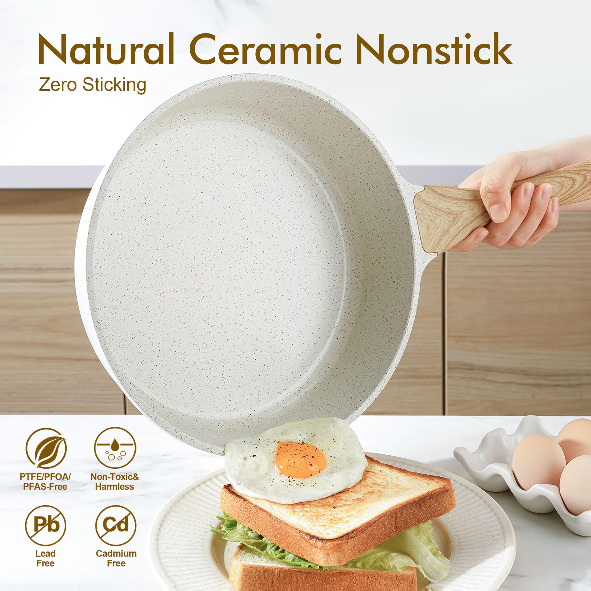 SENSARTE superficie ceramica suave evita que los alimentos se peguen al cocinar.