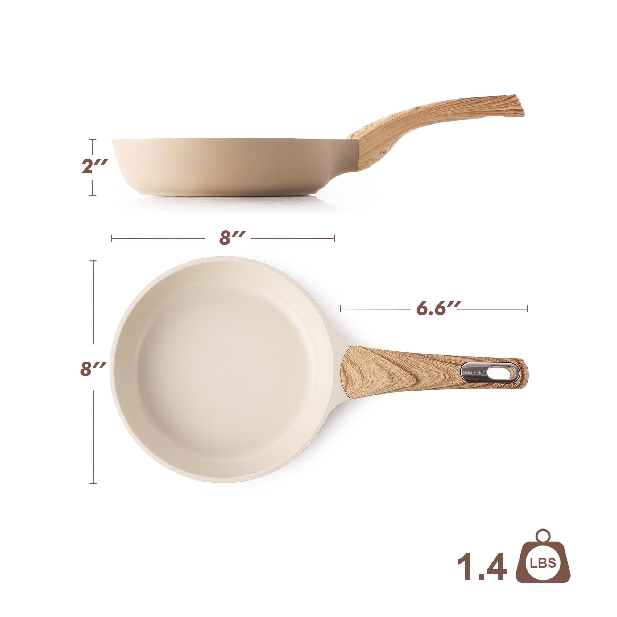 SENSARTE sartén cerámico de 8 pulgadas para cocinar en casa con bajo mantenimiento