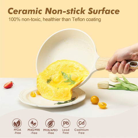 SENSARTE sarten ceramico antiadherente 9-5 pulgadas, cocina con menos aceite.