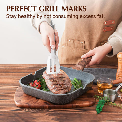 SENSARTE Sartén Grill aluminio fundido, construcción duradera y estable