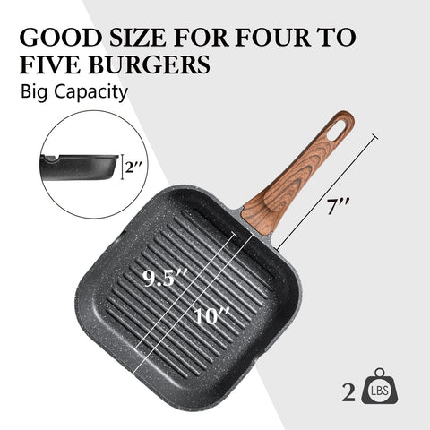 SENSARTE Sartén Grill superficie cuadrada de 9,5 pulgadas para optimizar el espacio