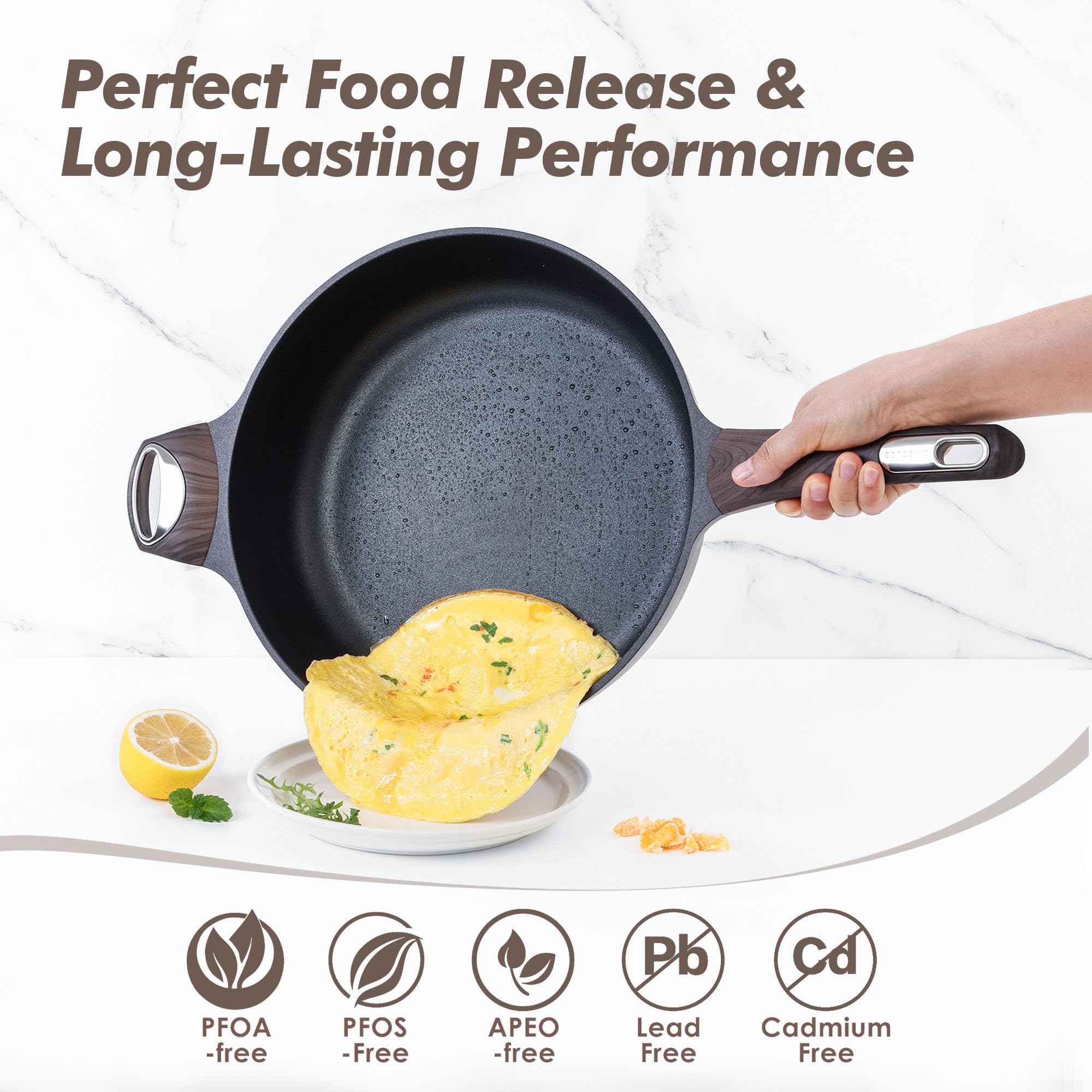 SENSARTE sartén profunda 5 Qt con tapa para guisos abundantes