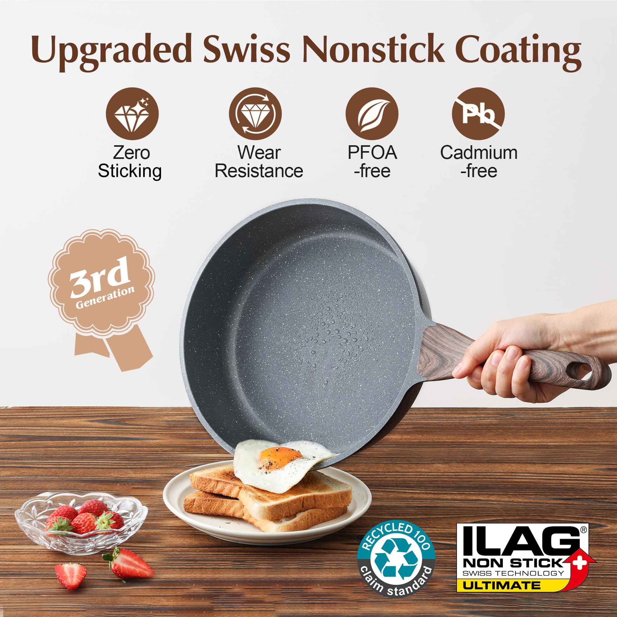 SENSARTE sartén-salteado 4.5qt con tapa para salteados.