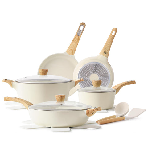 SENSARTE juego 14 piezas ceramicas para induccion, antiadherente y seguro