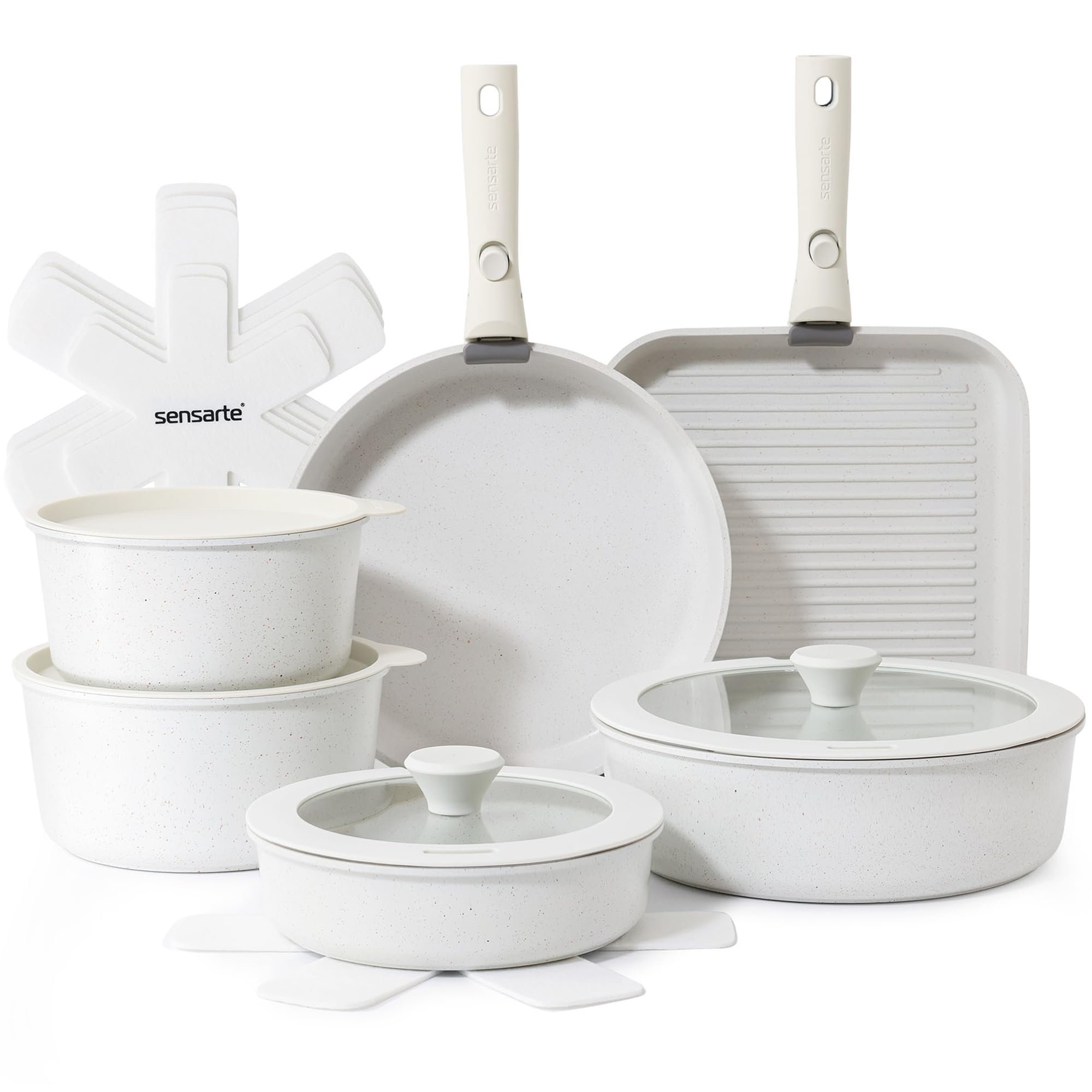 SENSARTE conjunto con mango desmontable para mayor versatilidad y almacenamiento compacto.