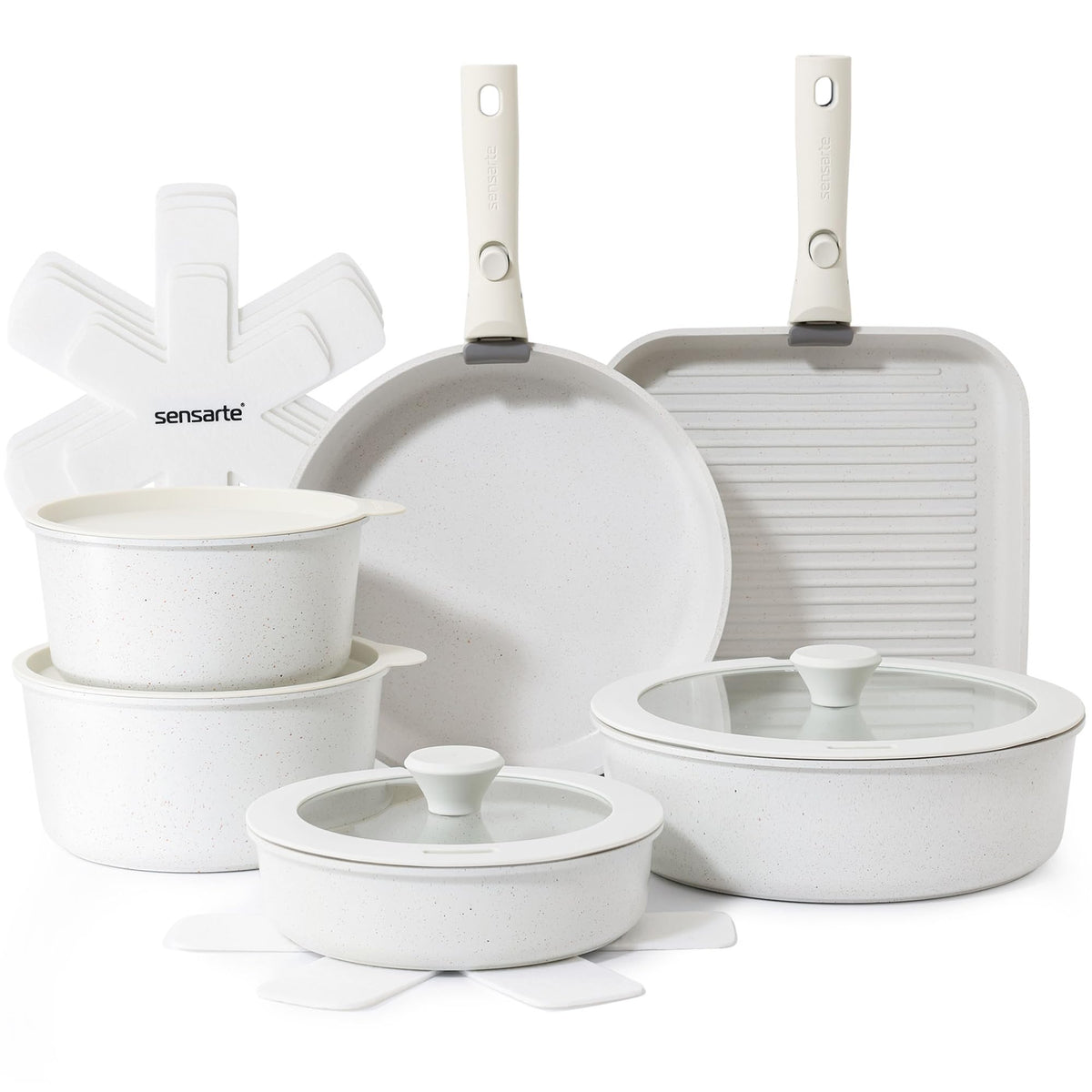 SENSARTE conjunto con mango desmontable para mayor versatilidad y almacenamiento compacto.