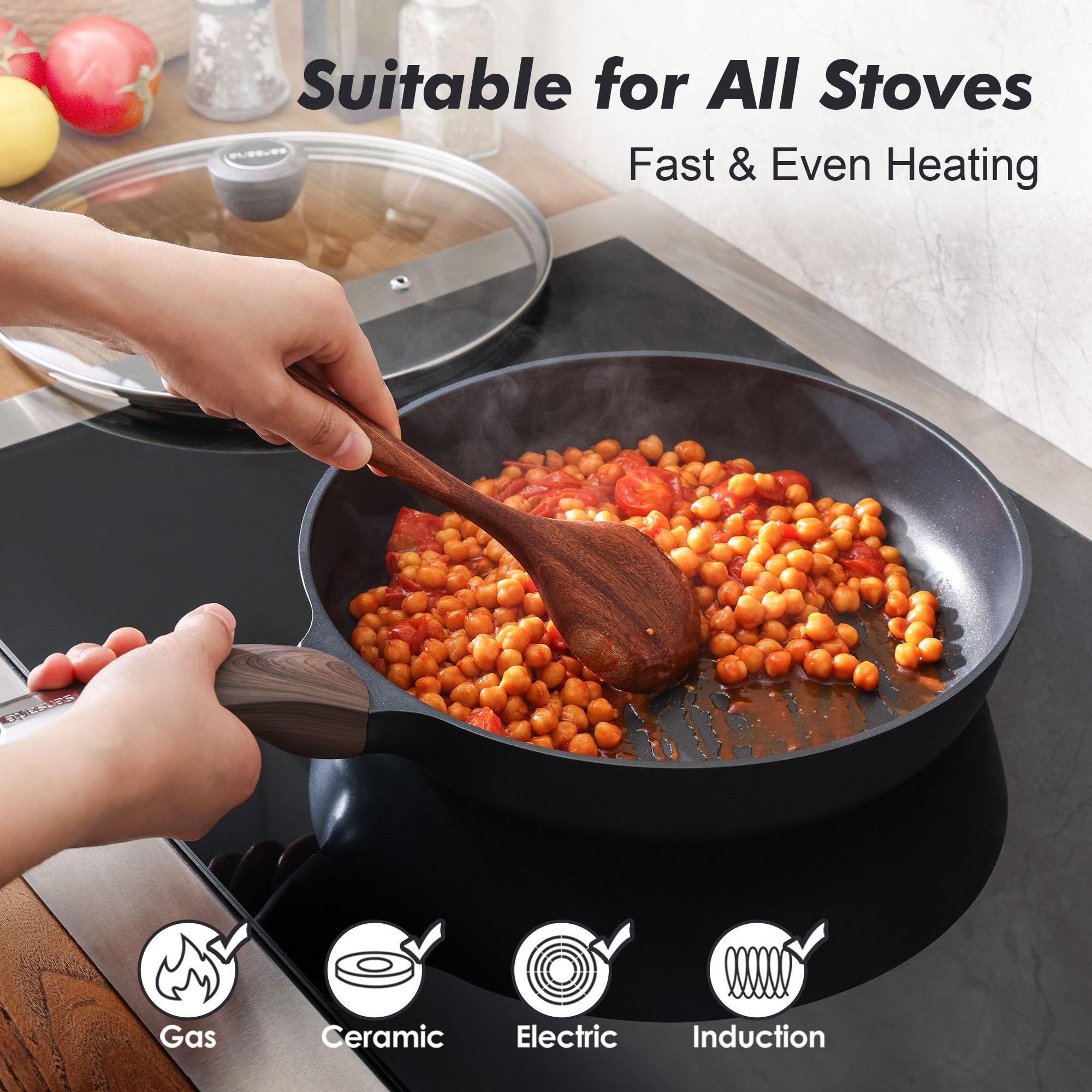SENSARTE sartén antiadherente con deslizamiento suave para facilitar cocinar.