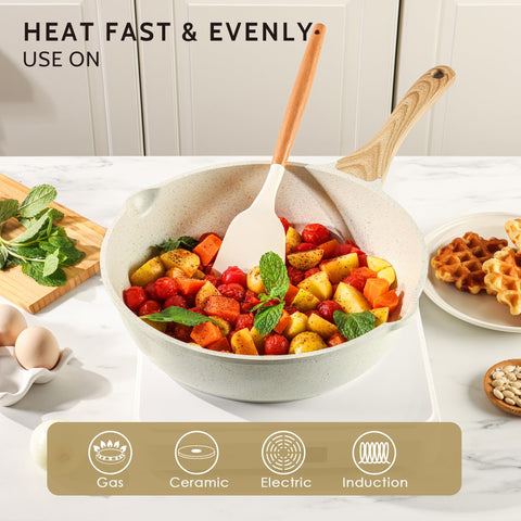 SENSARTE tapa de vidrio templado permite vigilar cocción sin perder calor.