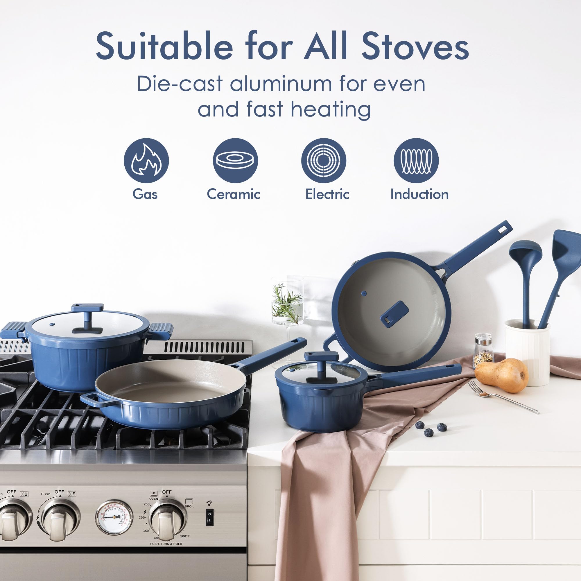 SENSARTE utensilios de silicona incluidos para cocina sin rayar