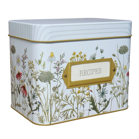 SENSORY4U tin de recetas con diseño floral silvestre para ordenar recetas