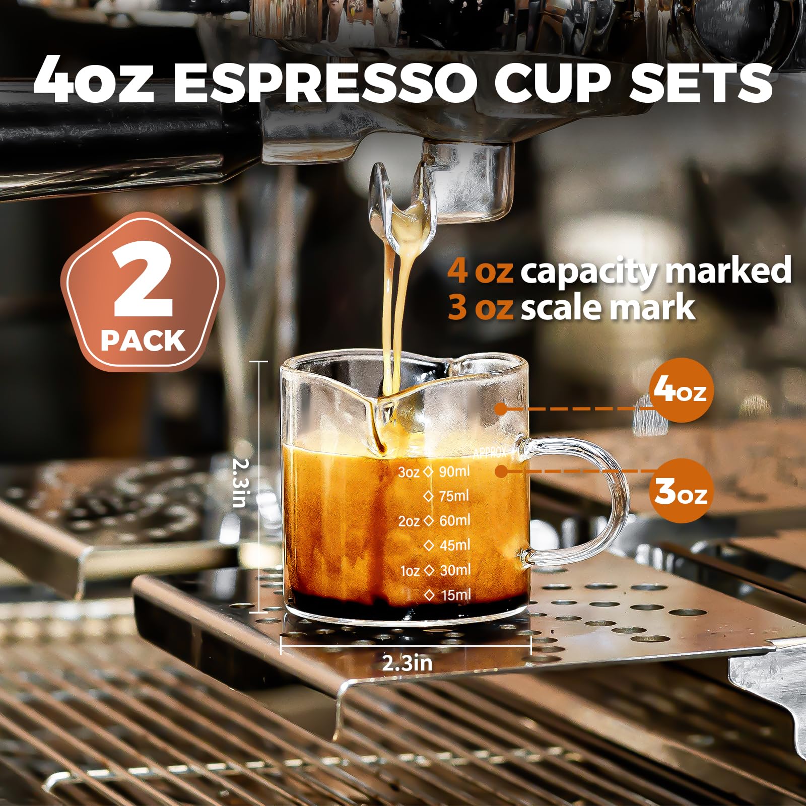 Sentvend taza espresso con pico doble para vertido preciso sin goteo.