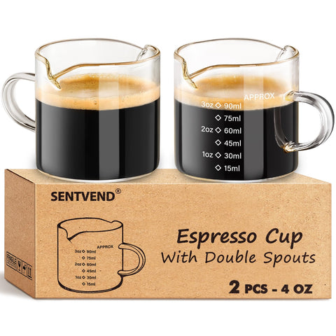 Sentvend tazas espresso juego de 2 con asa ergonómica para verter con seguridad.