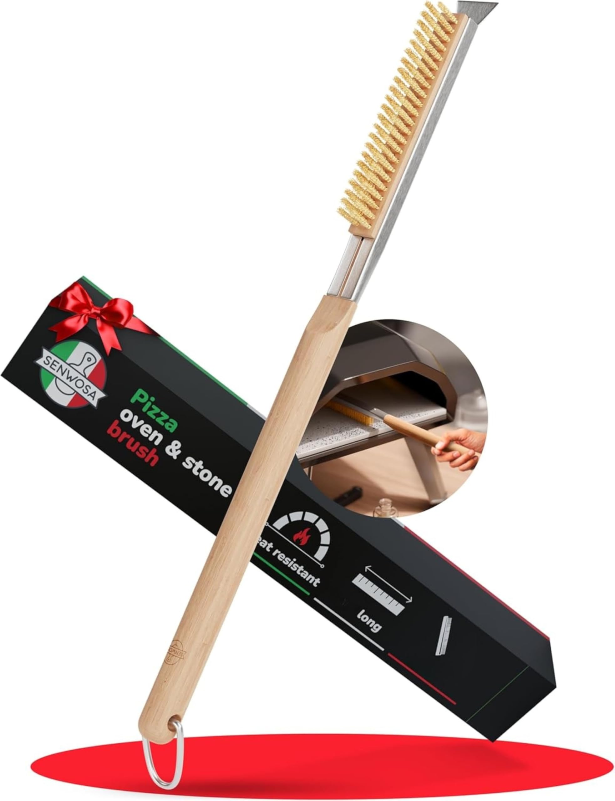 Senwosa cepillo horno pizza 22 pulgadas facilita limpiar la piedra para una base crujiente.