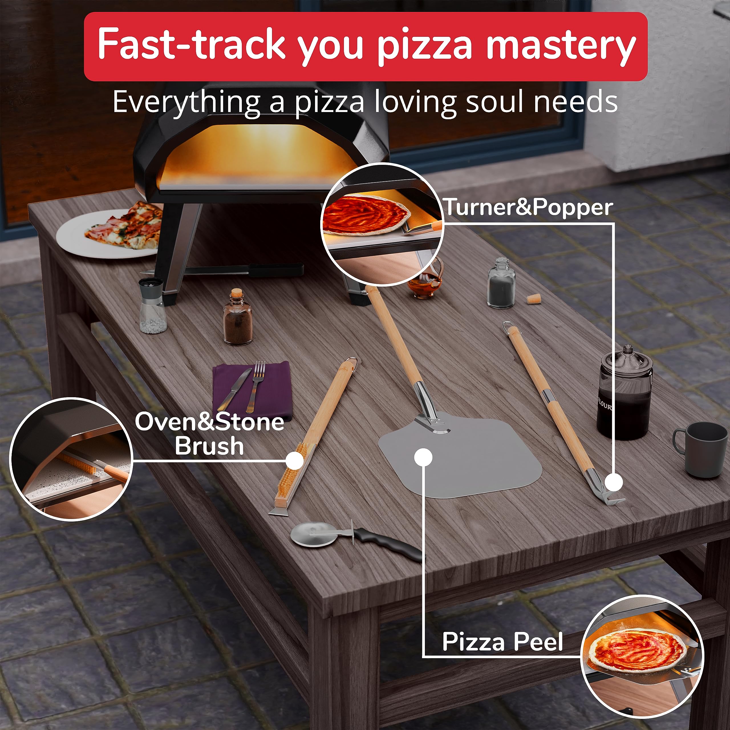 Senwosa paleta burbujeante y giro para manipular la pizza sin quemarse.