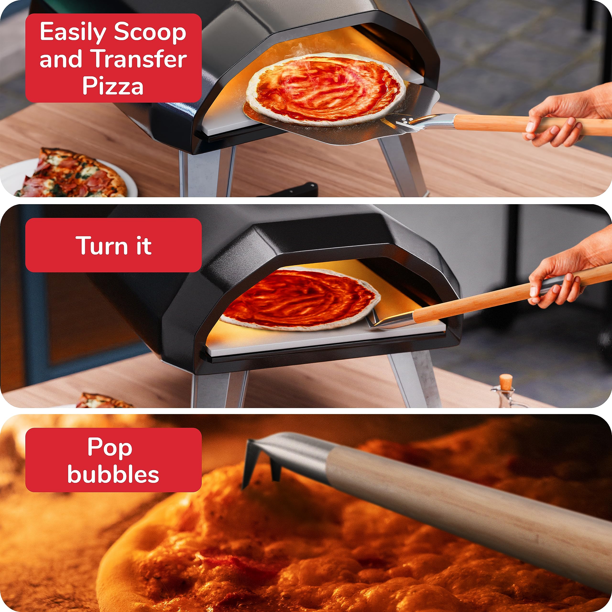 Senwosa pizza en horno muestra el kit listo para uso doméstico.