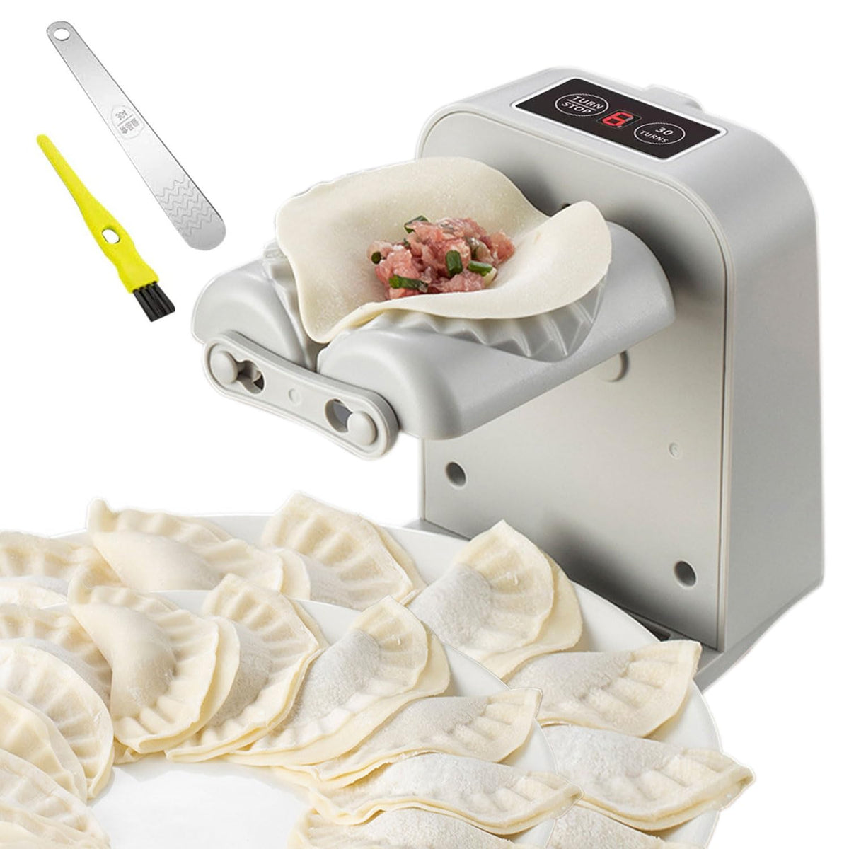 SENYULU Prensa automática de gyozas, vista frontal, para mayor eficiencia.