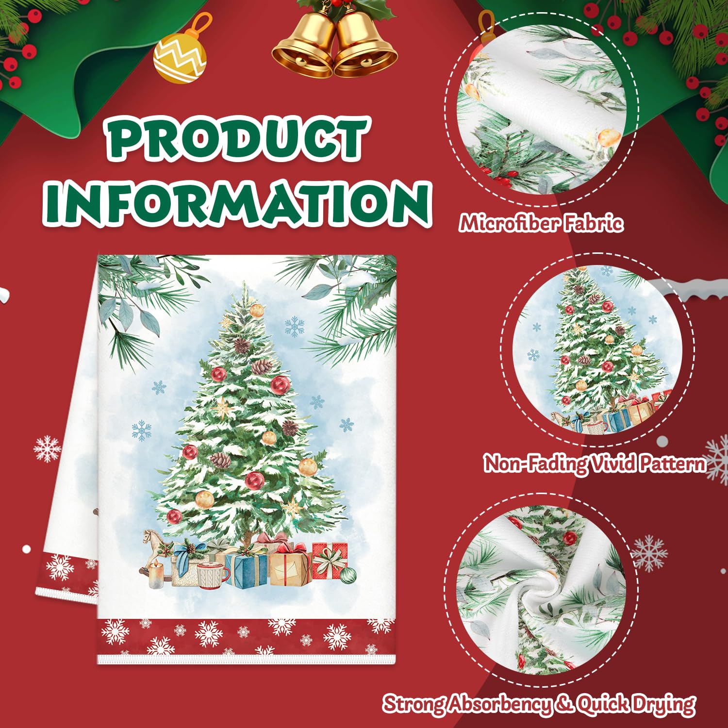 SEOIFUNG toallas cocina navidad árbol, embellecen la mesa con absorción práctica.