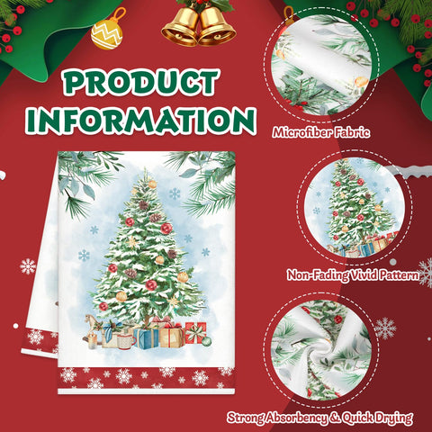 SEOIFUNG toallas cocina navidad árbol, embellecen la mesa con absorción práctica.