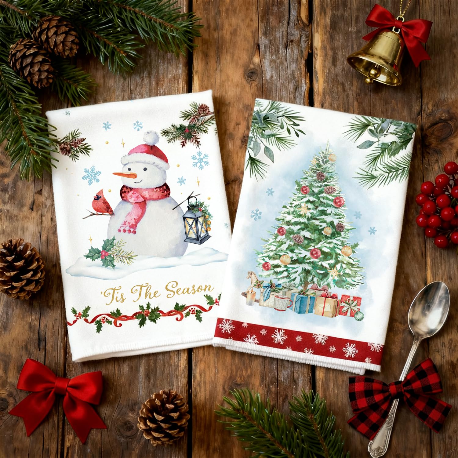 SEOIFUNG toallas navidad campana, secan superficies rápidamente tras cocinar.