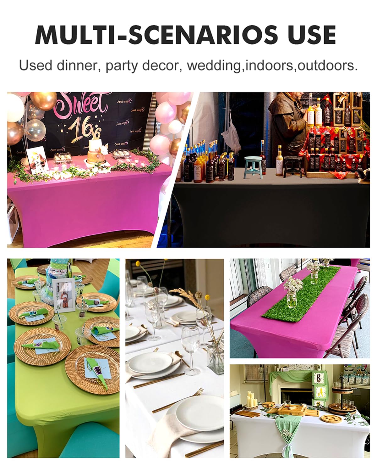 Dos manteles SEPARO para cubrir mesas completas en eventos.
