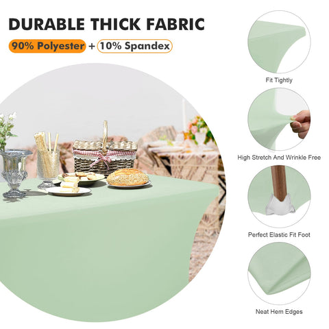 SEPARO mantel spandex 6 pies verde salvia, lavable y resistente a arrugas