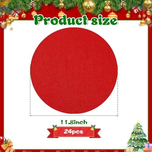 Conjunto de 24 manteles rojos para comidas festivas y decoración cálida