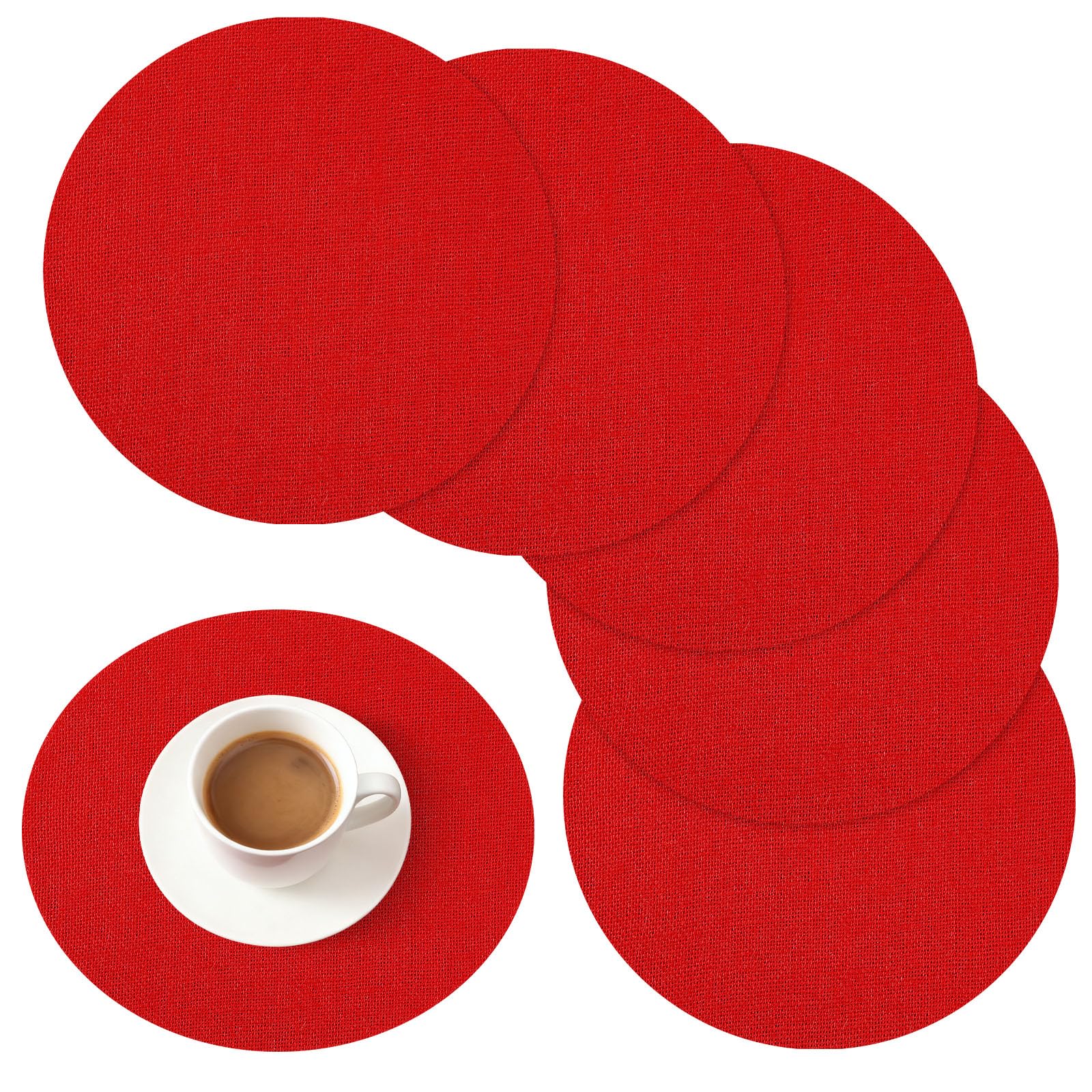SEPGLITTER manteles individuales redondos de yute rojo protegen la mesa con estilo