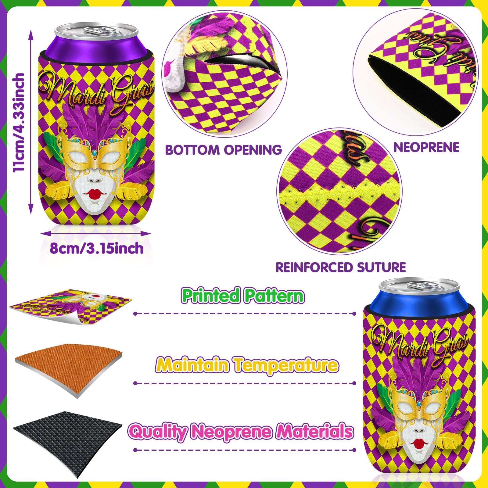 SEPGLITTER fundas para latas con coronas, perfectas para reuniones festivas.