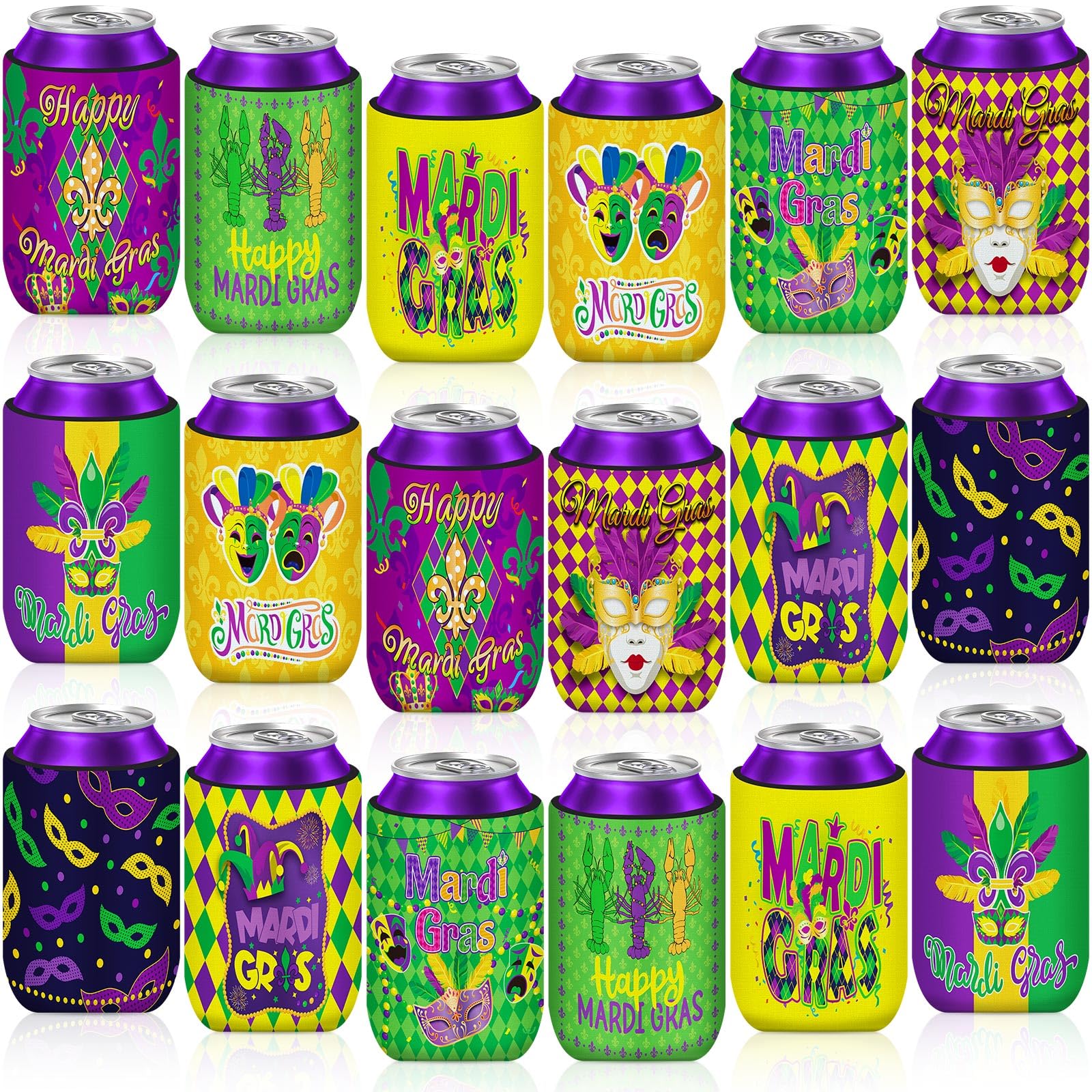 SEPGLITTER fundas para latas con máscaras, ideal para ambientar fiestas.