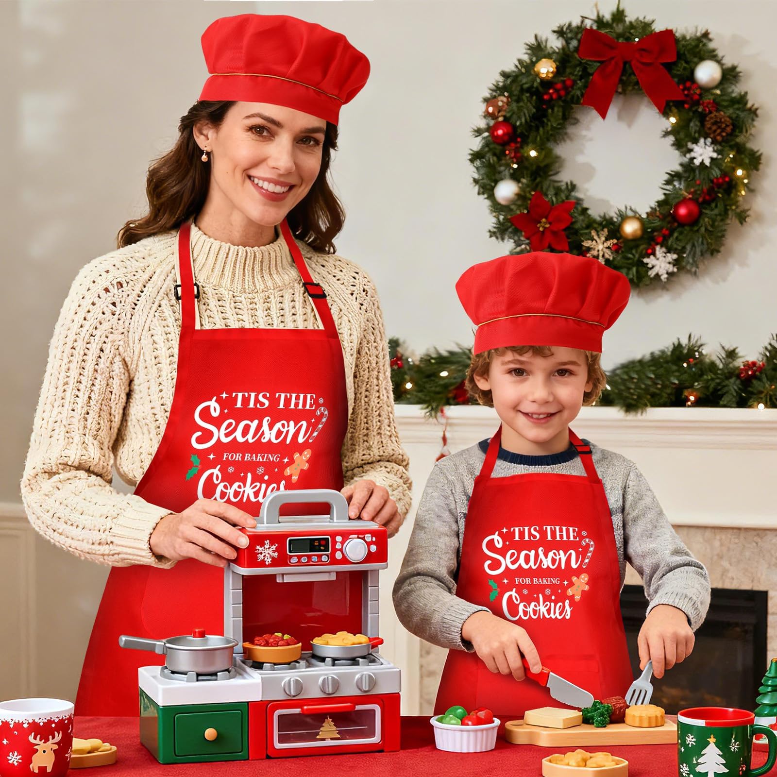SEPGLITTER gorro cocinero navidad para adultos, detalle y ajuste cómodo.