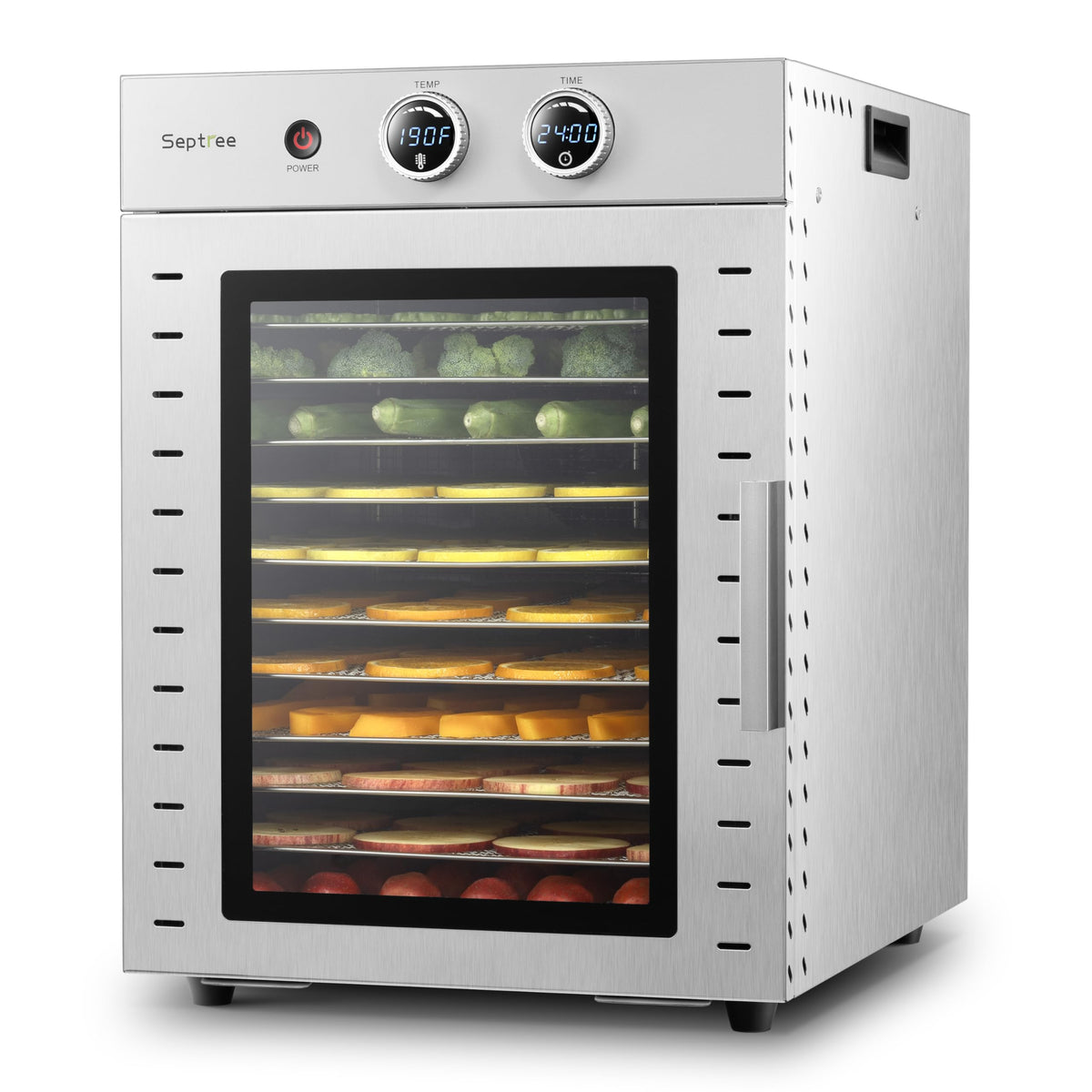 Septree deshidratador de alimentos con 12 bandejas para frutas y verduras.