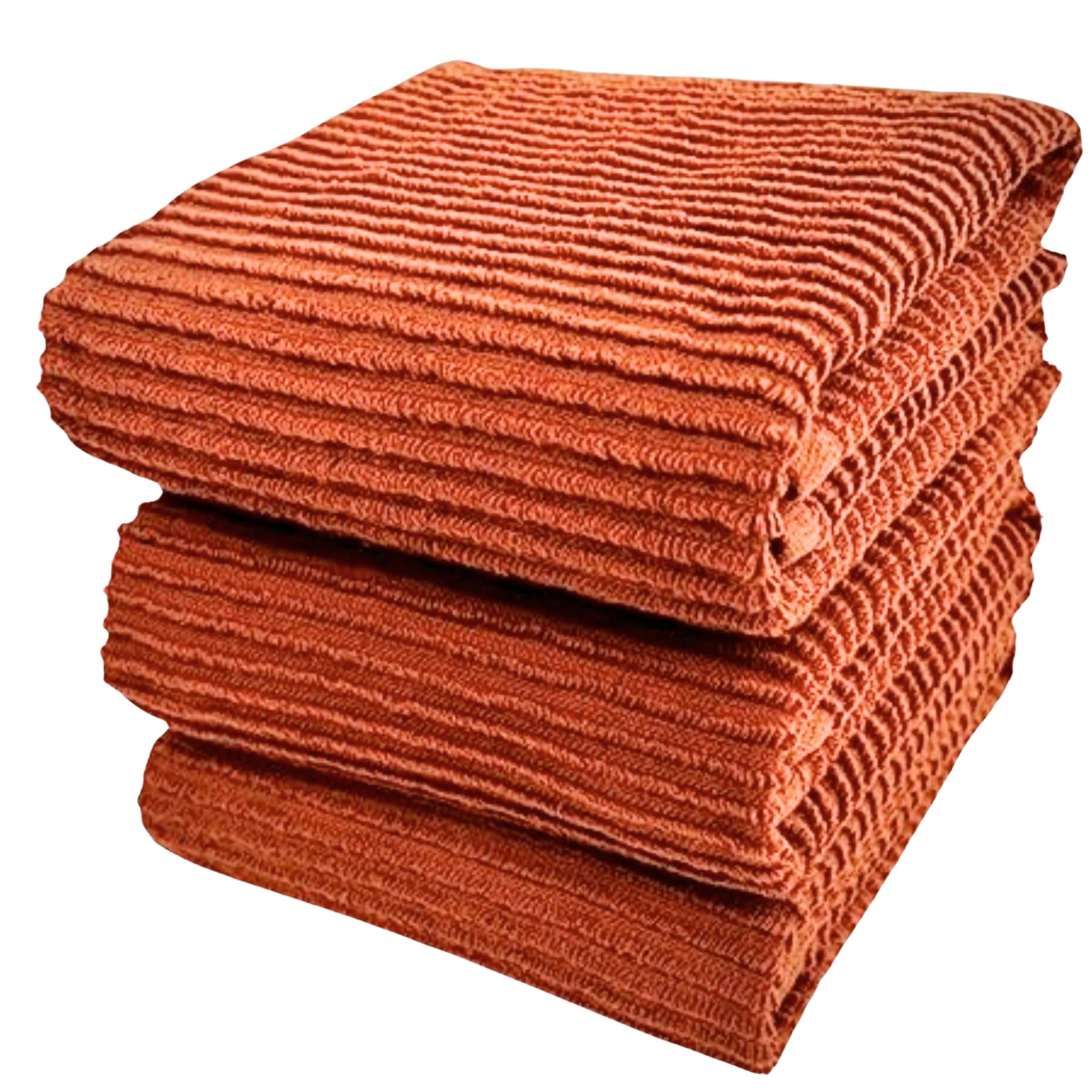 Serafina Home toallas de cocina absorbentes en naranja oxidado, perfectas para secar platos.