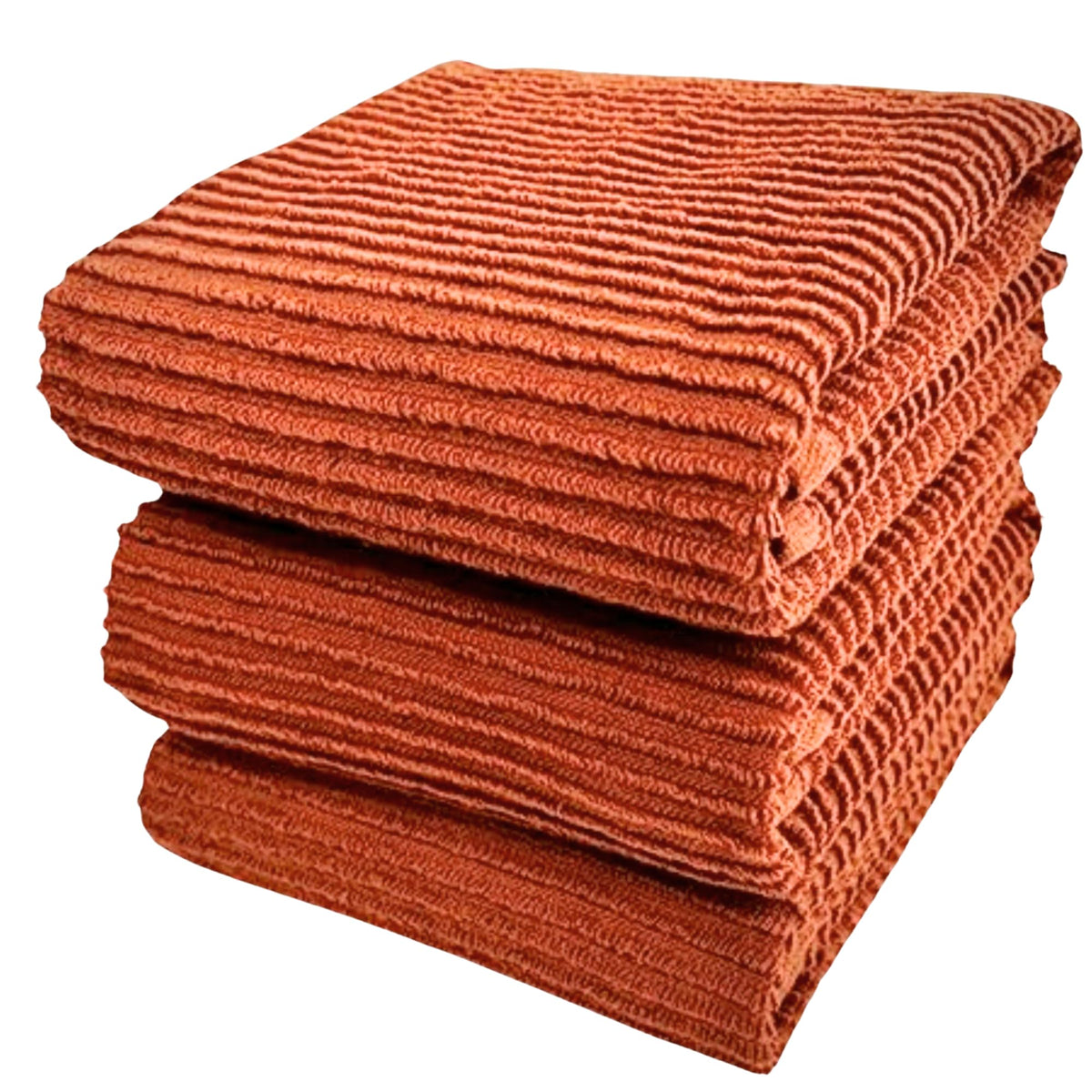 Serafina Home toallas de cocina absorbentes en naranja oxidado, perfectas para secar platos.