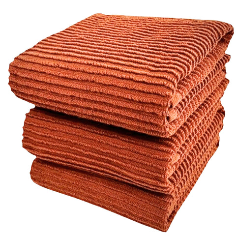 Serafina Home toallas de cocina absorbentes en naranja oxidado, perfectas para secar platos.