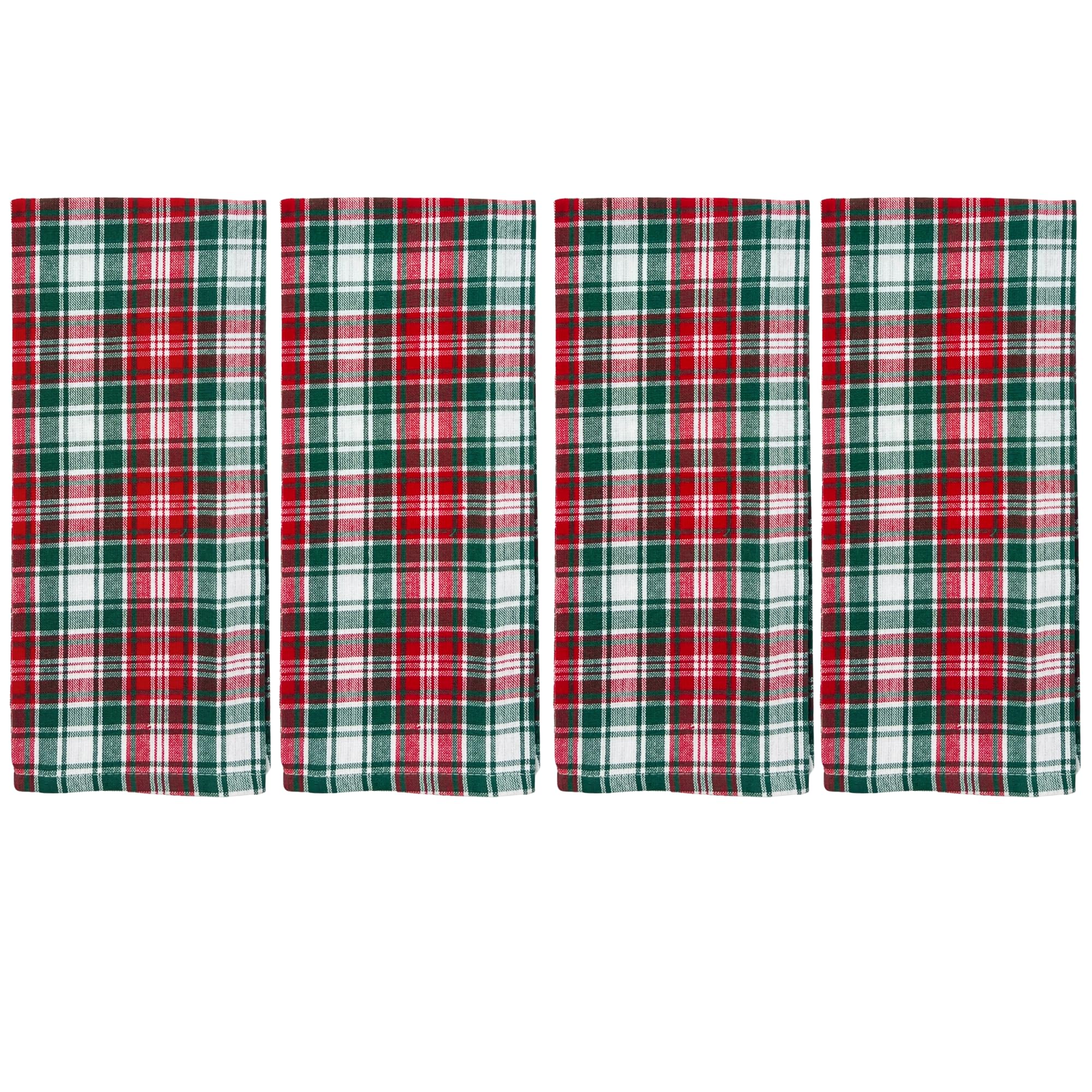 Serafina Home toallas de cocina con diseño de cuadros rojos y verdes para Navidad.