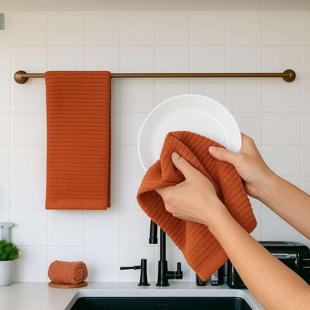 Serafina Home toallas con lazo para colgar, almacenamiento práctico.