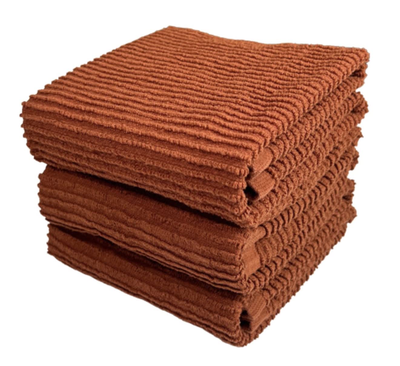 Toallas Serafina Home marrón óxido, absorbentes para secar platos y manos.