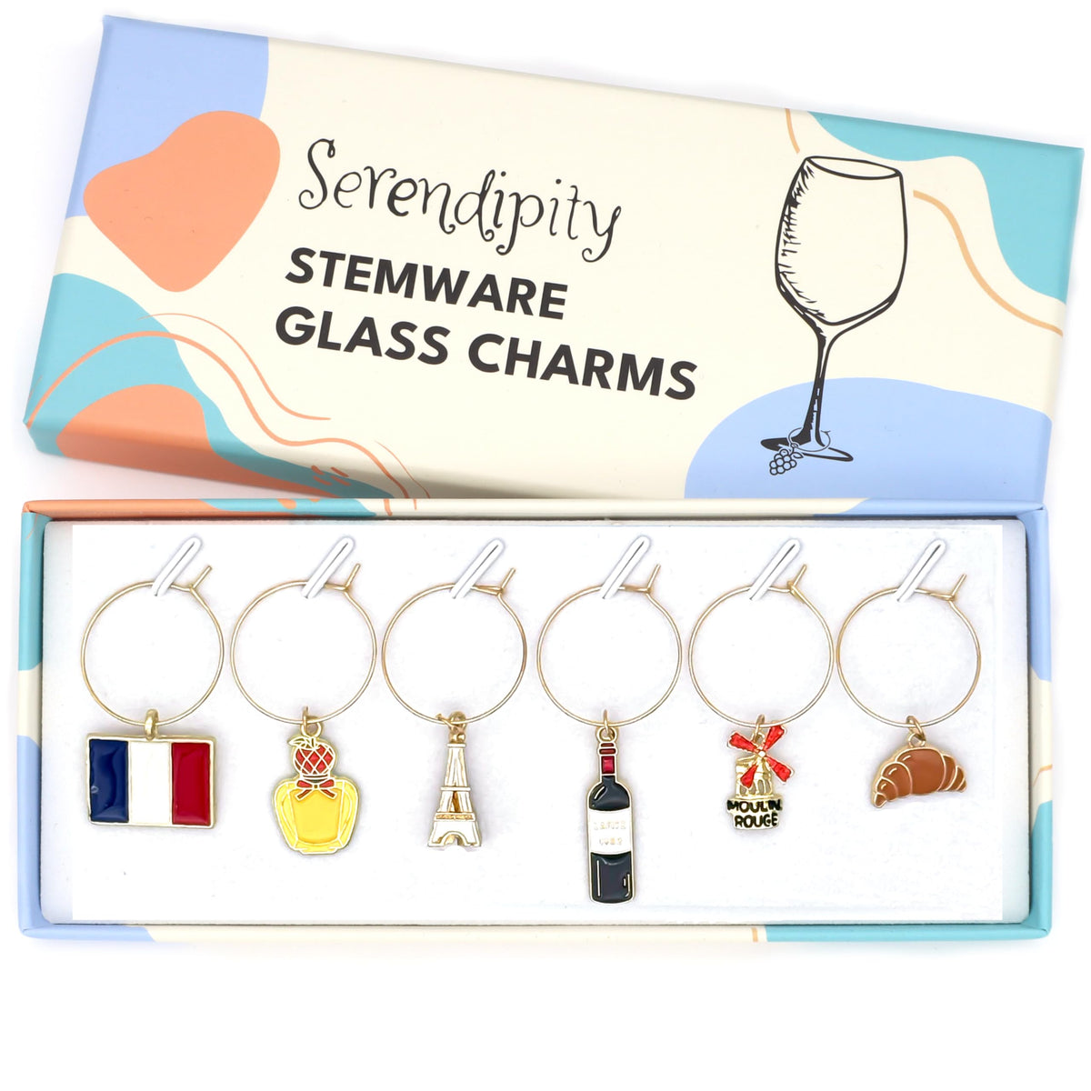 Serendipity charms Bandera Francia, ayuda a identificar copas en reuniones.