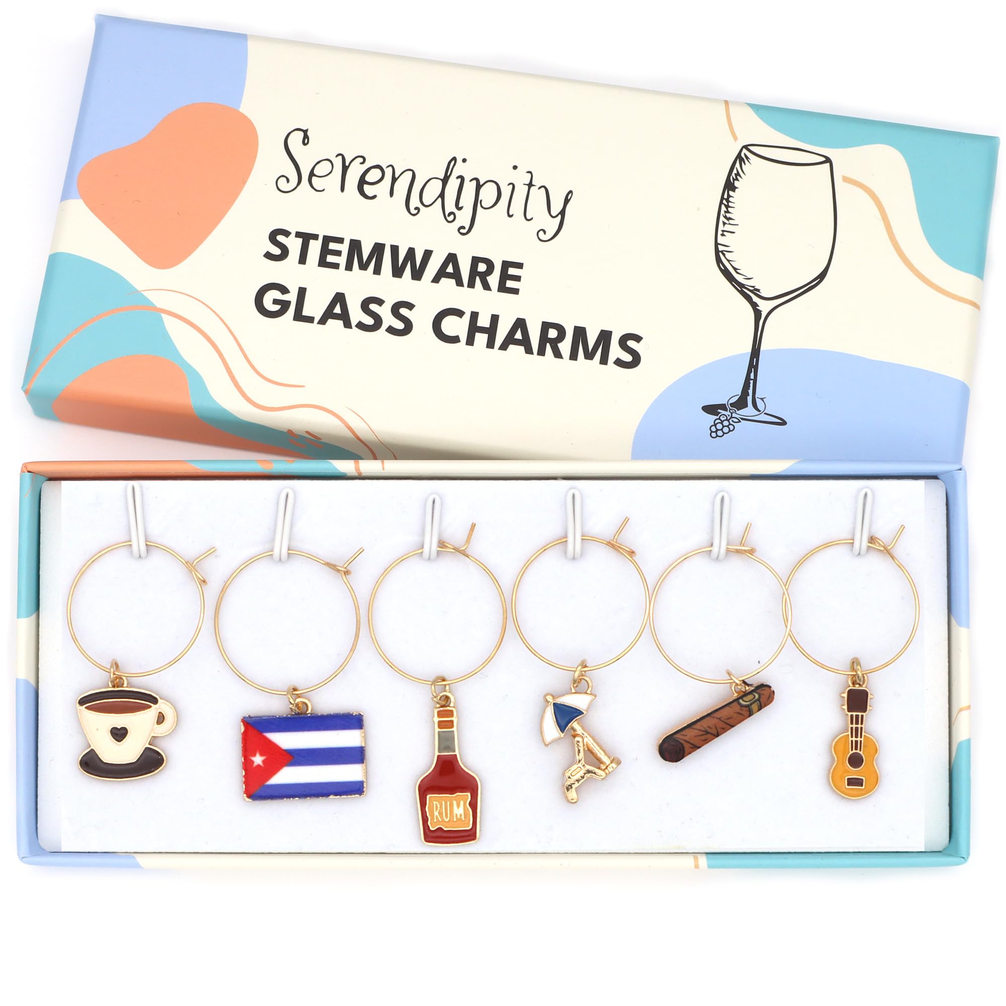 Serendipity Cuba adorno de copas para identificar copas y decorar la mesa