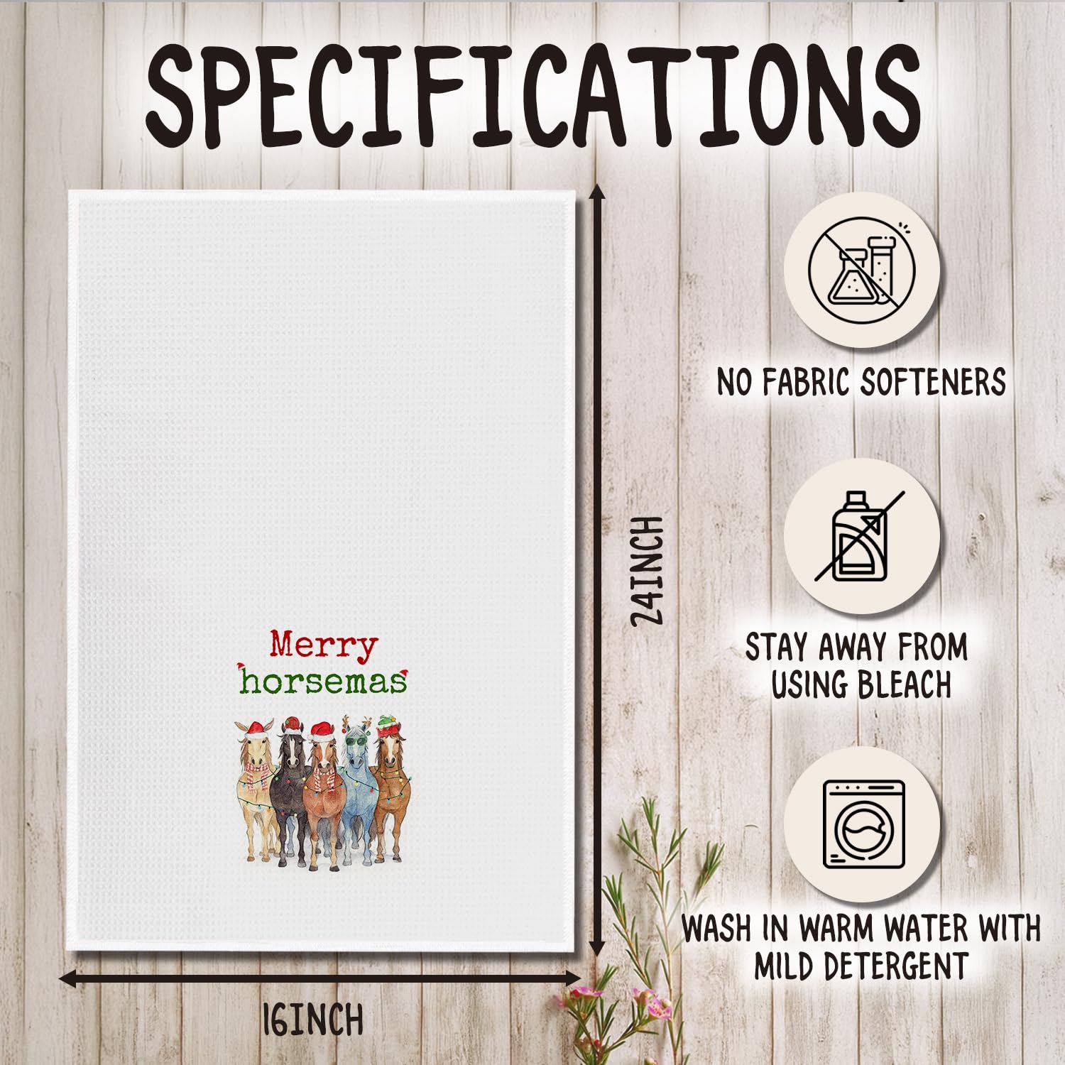 SereneHanctuary: toallas tamaño 16x24 caballos, versatilidad para cocina y baño.