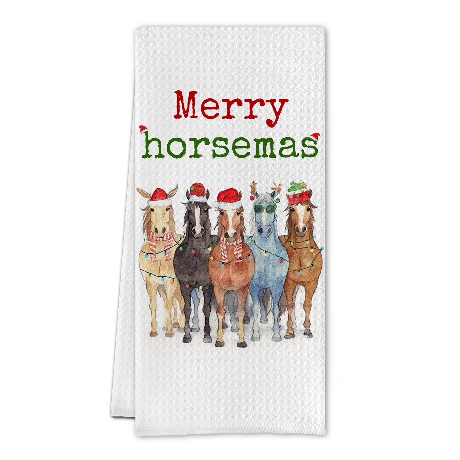 SereneHanctuary: toallas cocina navidad caballos, suave microfibra para secar platos.