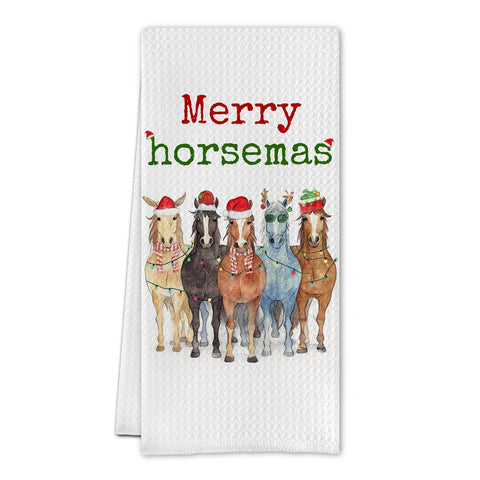 SereneHanctuary: toallas cocina navidad caballos, suave microfibra para secar platos.