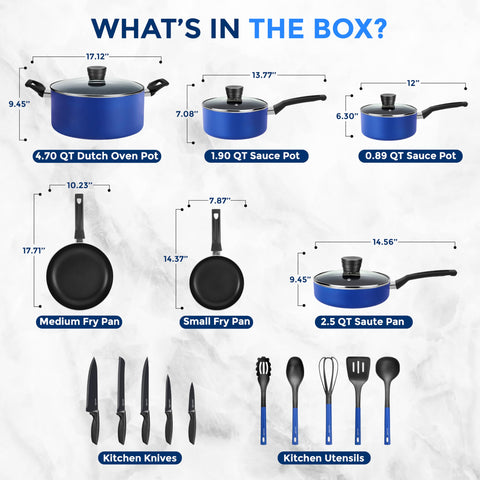 SereneLife olla dutch-oven azul para guisos y estofados