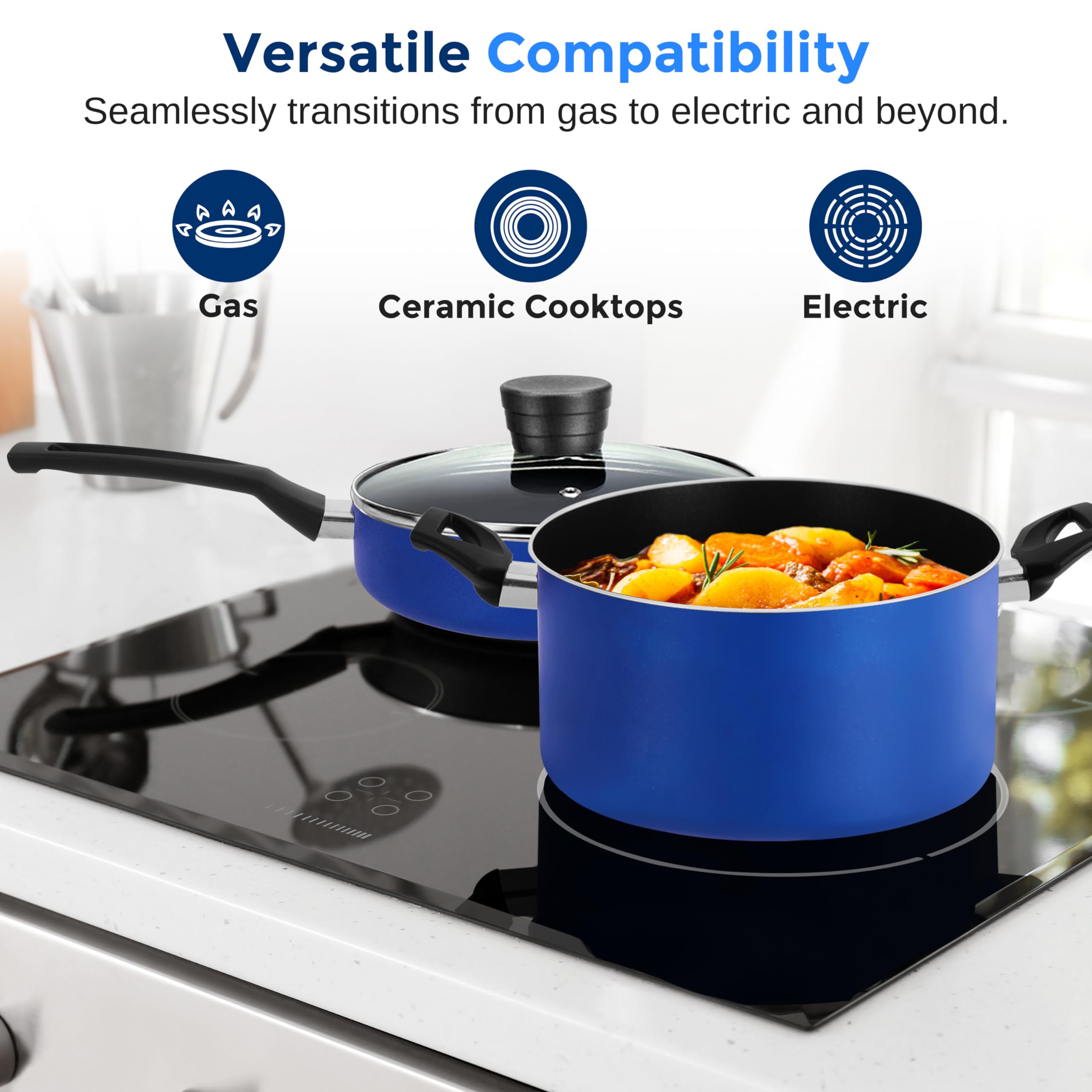 SereneLife utensilios de cocina en juego azul