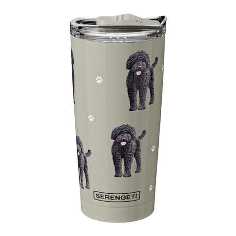 SERENGETI Labradoodle negro: arte 3D en el vaso térmico para amantes de perros.