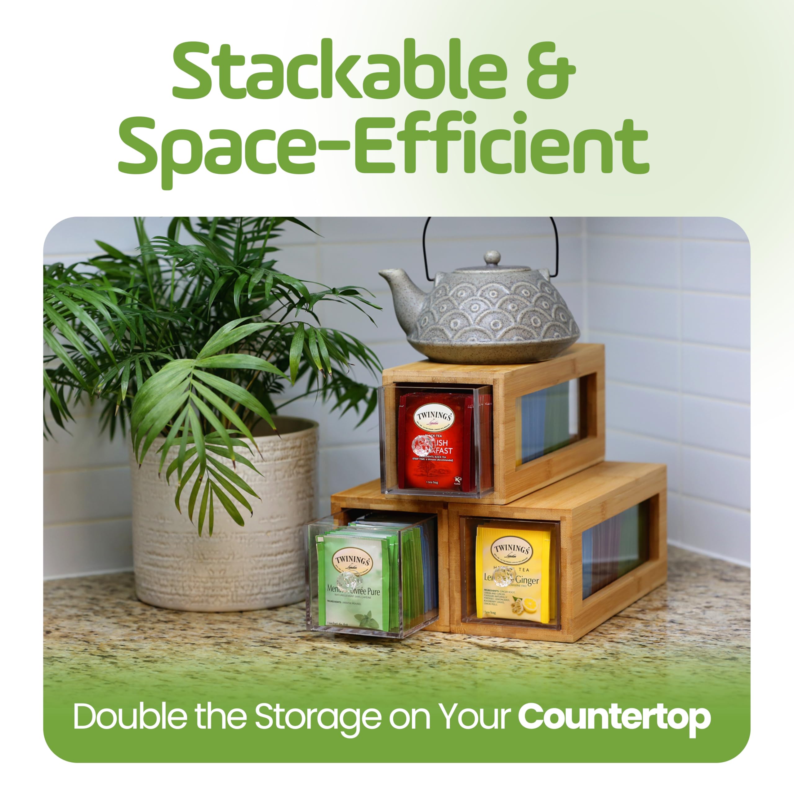 Serenica Homes: capacidad para hasta 50 bolsas de té, ideal para colecciones.