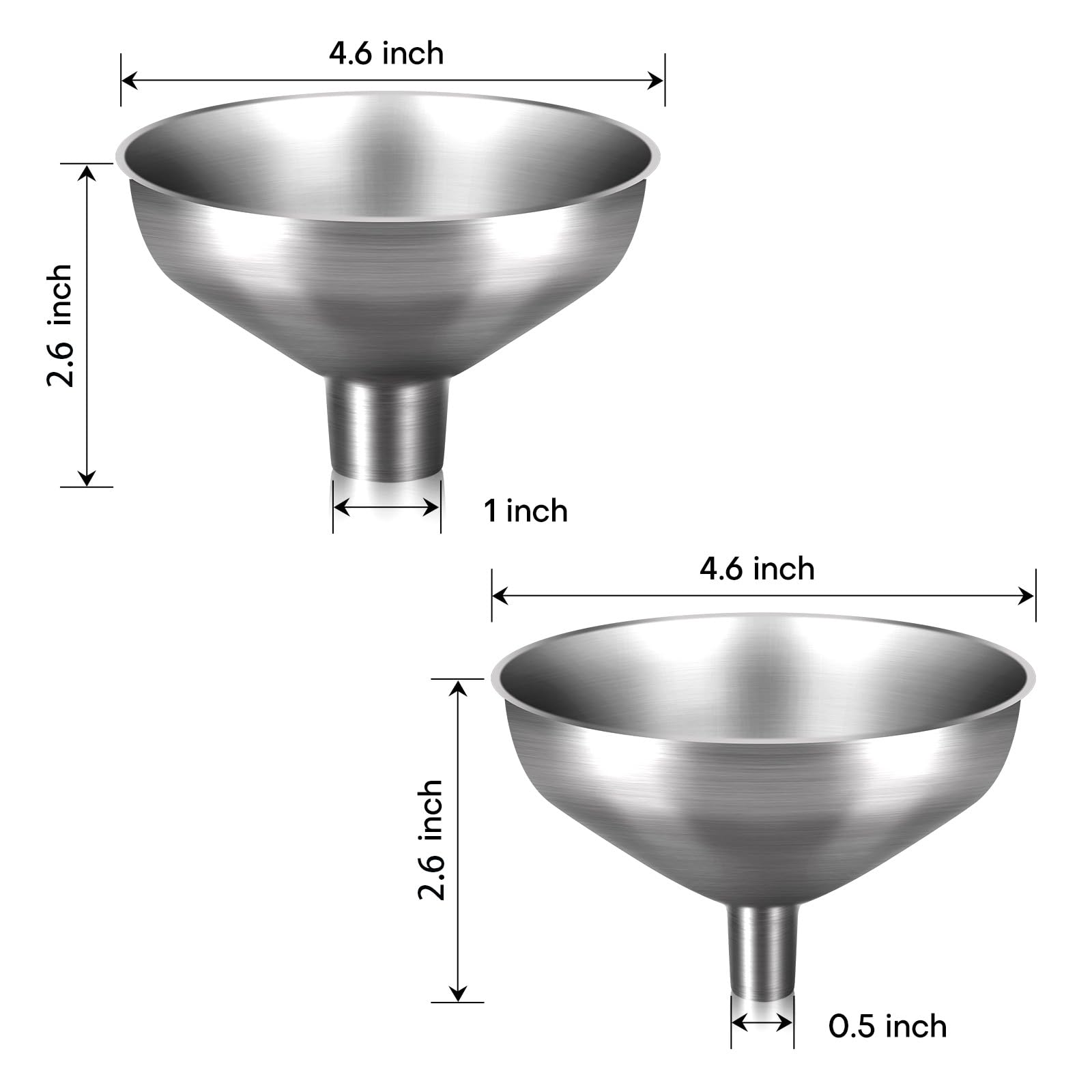 Serinar embudo acero inoxidable 0,5 pulgadas: boquilla pequeña para líquidos controlados.