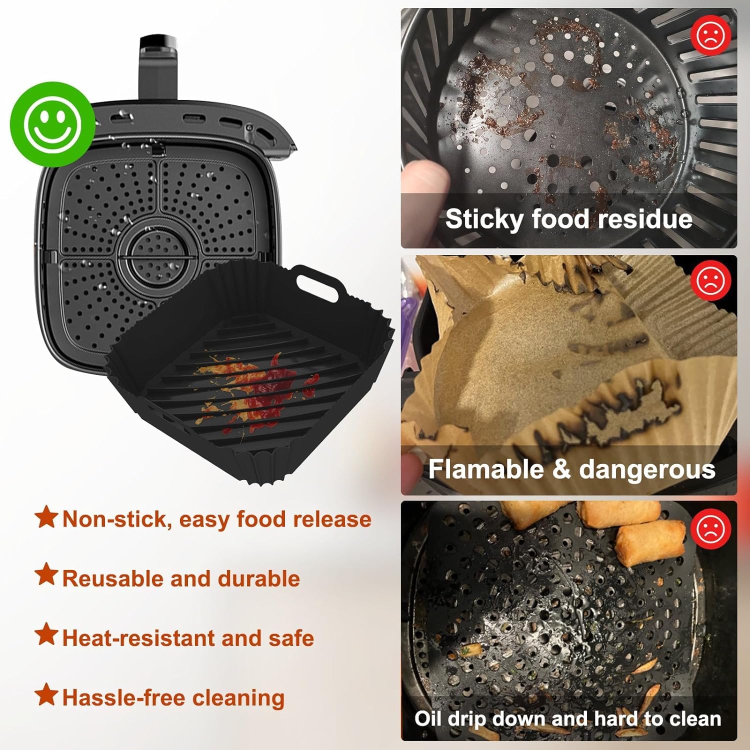 Juego de dos forros Seropy de silicona para freidora de aire